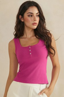 ETA 06/04/26 - Ribbed Scoop Neck Button Front Tank Top style 4