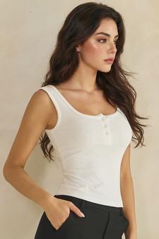 ETA 06/04/26 - Ribbed Scoop Neck Button Front Tank Top style 3