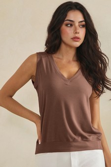 ETA 06/25/26 - LuxeAir Ribbed Relaxed V-Neck Tank Top style 4