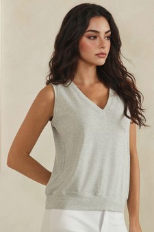 ETA 04/09/26 - LuxeAir Ribbed Relaxed V-Neck Tank Top style 3