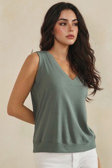 ETA 04/02/26 - LuxeAir Ribbed Relaxed V-Neck Tank Top style 3