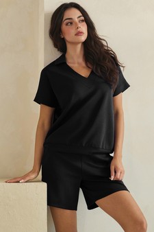 ETA 05/22/26 - Relaxed Thin Modal Scuba Collared Top and Shorts Set style 4