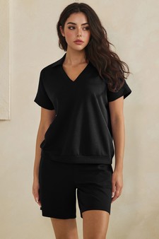 ETA 05/22/26 - Relaxed Thin Modal Scuba Collared Top and Shorts Set