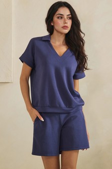 ETA 04/10/26 - Relaxed Thin Modal Scuba Collared Top and Shorts Set