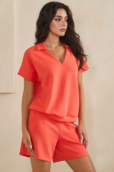 ETA 04/10/26 - Relaxed Thin Modal Scuba Collared Top and Shorts Set style 3