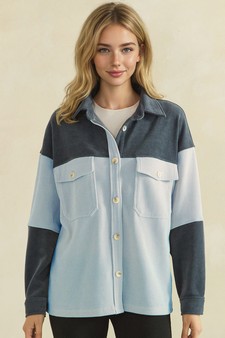 ETA 08/21/26 - Two Tone Colorblock Corduroy Button-Up Shacket