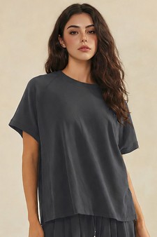 Relaxed Crew Neck Raglan Style Short Sleeve Top