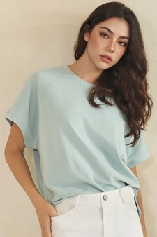 Relaxed Crew Neck Raglan Style Short Sleeve Top style 4