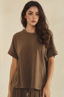 Relaxed Crew Neck Raglan Style Short Sleeve Top
