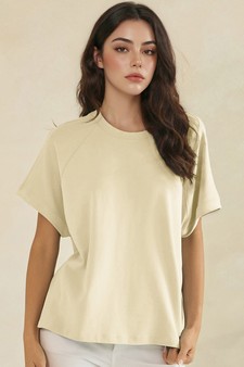 Relaxed Crew Neck Raglan Style Short Sleeve Top