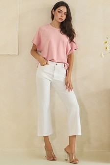 Relaxed Crew Neck Raglan Style Short Sleeve Top style 5