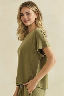 Relaxed Crew Neck Raglan Style Short Sleeve Top style 3