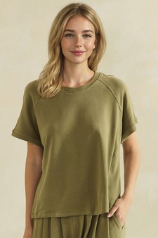 Relaxed Crew Neck Raglan Style Short Sleeve Top style 4