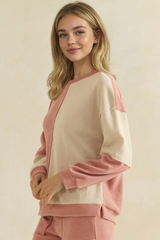 ETA 08/10/26 - Raw Edge Colorblock Soft Corduroy Relaxed Pullover style 3