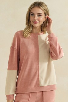 ETA 08/10/26 - Raw Edge Colorblock Soft Corduroy Relaxed Pullover style 4