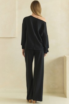 ETA 09/04/26 - Sofie Soft Draped Off The Shoulder Pullover Top and Bottom Set style 2