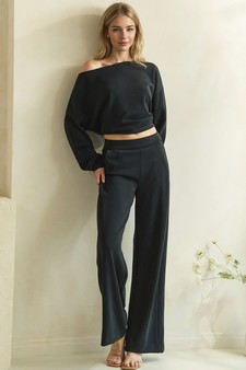 ETA 09/04/26 - Sofie Soft Draped Off The Shoulder Pullover Top and Bottom Set style 5