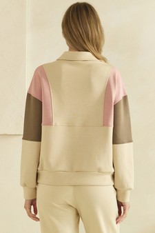 ETA 09/04/26 - UltraComfy Collared V-Neck Colorblock Pullover style 2