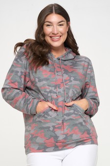 Women’s Soft Washed Vintage Camo Print Hoodie