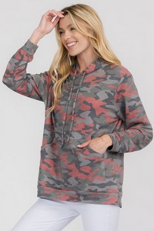 Women’s Soft Washed Vintage Camo Print Hoodie