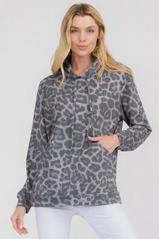 Women’s Soft Washed Vintage Cheetah Print Hoodie