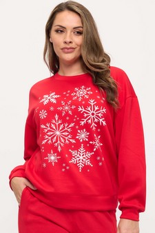 Women's SnowFlake Wonderland UltraComfy Graphic Pullover Sweatshirt (Open Pack) style 4