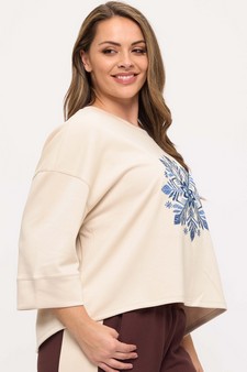 Women's Artic Snowflake Embroidered UltraComfy Top (Open Pack) style 3