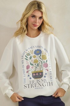 ETA 12/25/25 - Women's He is my Strength Ultra Comfy Pullover Sweatshirt (Open Pack)