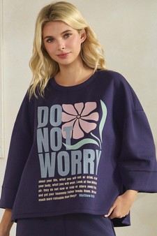 Women's Do Not Worry Ultra Comfy Pullover Top (Open Pack)
