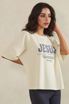 Jesus Walks with Me Thin Modal Graphic Relaxed Tee (Open Pack) style 3