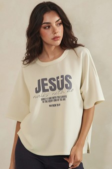 Jesus Walks with Me Thin Modal Graphic Relaxed Tee (Open Pack) style 4