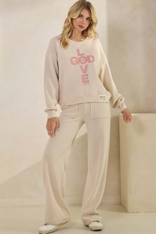ETA 10/04/25 Women's God Is Love Corduroy Pullover Graphic Sweatshirt  (Open Pack) style 5