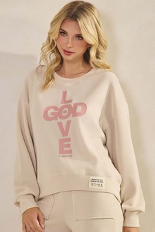 ETA 10/04/25 Women's God Is Love Corduroy Pullover Graphic Sweatshirt  (Open Pack)