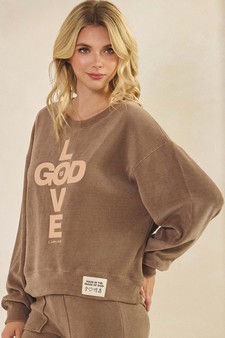 ETA 10/04/25 Women's God Is Love Corduroy Pullover Graphic Sweatshirt (Open Pack) style 3