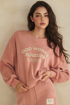 ETA 08/21/26 - God Works Miracles Corduroy Pullover Graphic Sweatshirt  (Open Pack) style 4