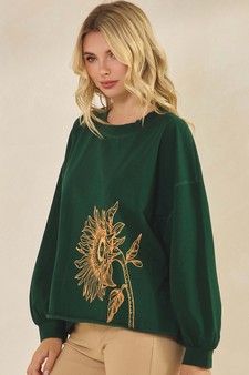 ETA 09/03/25 - Women's Blooming Sunflower Graphic Long Sleeve Cotton Top style 3