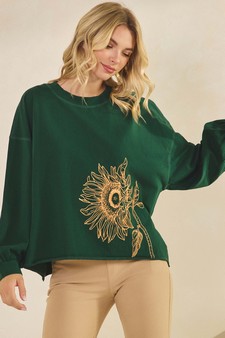 ETA 09/03/25 - Women's Blooming Sunflower Graphic Long Sleeve Cotton Top style 4