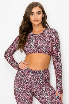 Women’s Casual Days Pink Leopard Print Crop Top
