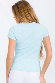 Women's Cotton Rib U-neck Short Sleeve T-shirt style 2