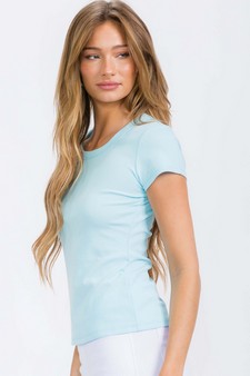Women's Cotton Rib U-neck Short Sleeve T-shirt style 3