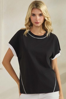 Women's Soft Cotton Two Tone T-shirt with Contrast Seam