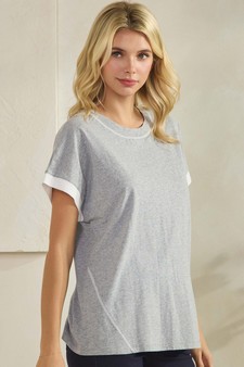 Women's Soft Cotton Two Tone T-shirt with Contrast Seam style 3