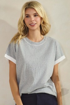 Women's Soft Cotton Two Tone T-shirt with Contrast Seam