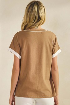 Women's Soft Cotton Two Tone T-shirt with Contrast Seam style 2