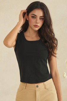Cotton Rib Scoop Neck Seam Detail Cropped Tank style 4