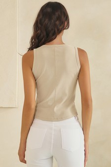 Cotton Rib Scoop Neck Seam Detail Cropped Tank style 2