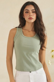 Cotton Rib Scoop Neck Seam Detail Cropped Tank style 4