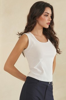 Cotton Rib Scoop Neck Seam Detail Cropped Tank style 3
