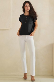 Split Neck Button Accent Premium Cotton Top style 5