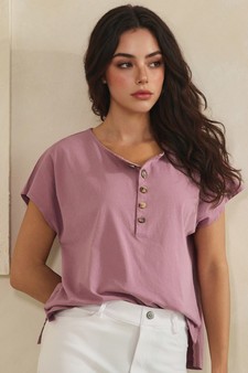 Split Neck Button Accent Premium Cotton Top style 4